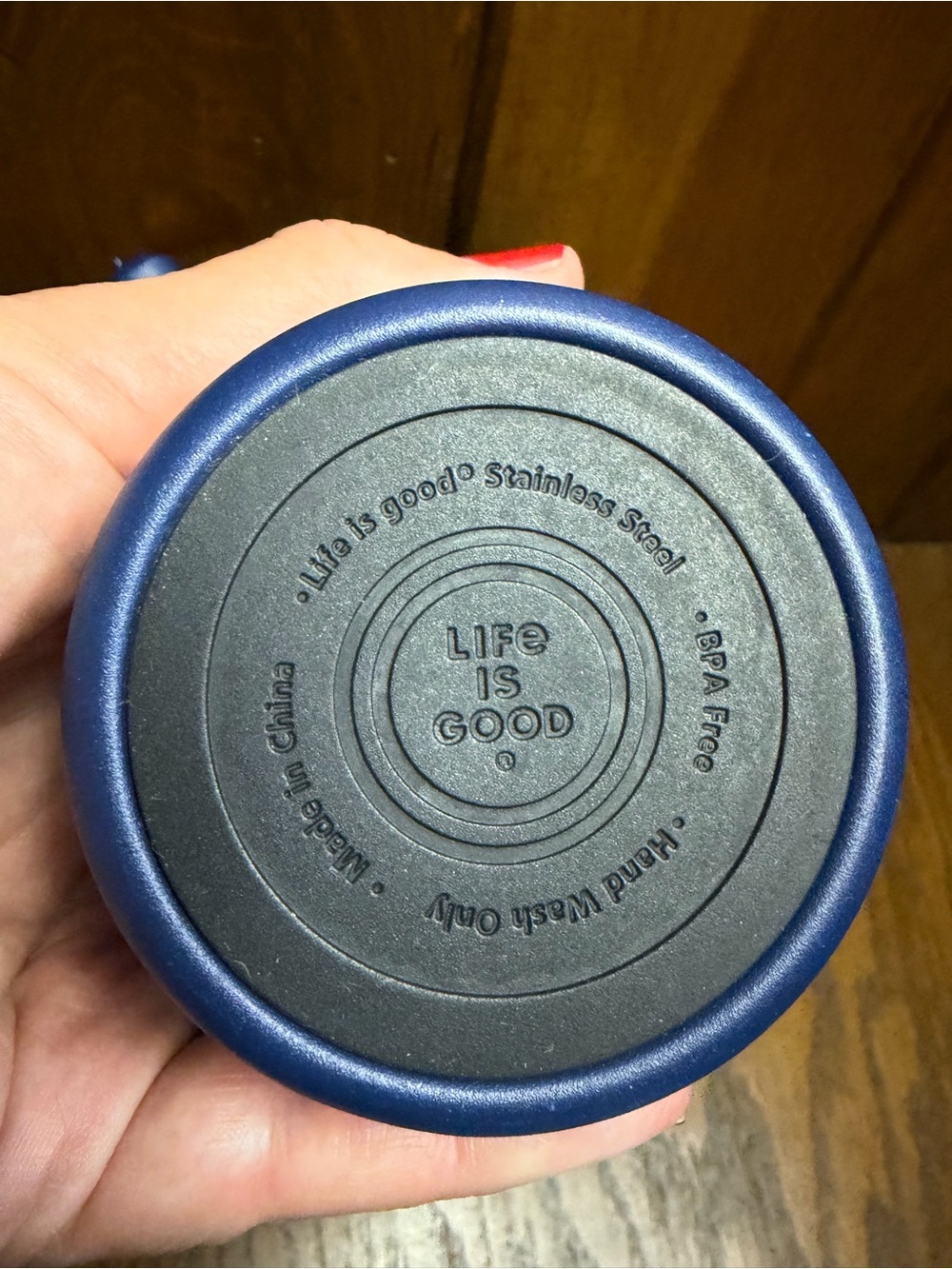 Life Is Good Blue Daisy Travel Tumbler with Handle and Straw - Picture 2 of 7
